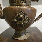 19th C  Heavy Antique Old Chinese Tibetan Ewer  Teapot Dragon Handle Intricate 