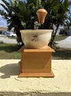 Vintage Pfaltzgraff Tea Rose Hand Crank Coffee Grinder Wood And Ceramic Floral