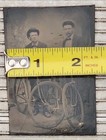 1880s 1890s Antique Tin Type Photo 2 Men Cyclist  Bicycle Bikes Geneva Racer 
