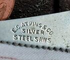 Vintage Miniature Metal Saw Promo Charm Key Tag E c  Atkins Co Silver Steel Saws