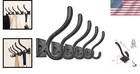 5 Pack Black Wall Hooks Cast Iron Vintage Farmhouse Style Key Holder