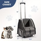 Rolling Pet Carrier Backpack With Wheels Foldable Dog Cat Travel Bag Gray Large