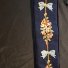 Vintage Floral Needlepoint Bell Pull Ornate Brass Hardware Tassel Wall Hanging