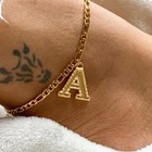 Gold Capital Letter Initial Anklet Bracelet Curb Link Ankle Foot Chain