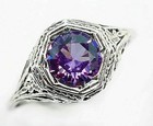 2ct Natural Alexandrite 925 Solid Sterling Silver Nouveau Style Ring Sz 6 