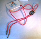 Bora Stainless Steel Real Turquoise Bolo Tie Pink Cord Necklace   Earrings