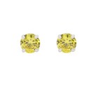 Baby Earrings Yellow Cz Solid 14k Gold Screw Protective Backs  3mm 