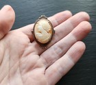 Vintage Genuine Carved Shell Cameo Brooch  Victorian Style Antique Cottage Core