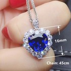 Romantic 925 Silver Necklace Pendant Heart Cut Cubic Zircon Jewelry Women