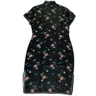 Handmade Black Japanese Traditional Cheongsam Kimono Dress- 40-approx  4-6