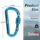 6pcs Carabiner Keychain  2 Inch Aluminum D-clip Caribeener With Hook 6 Colors