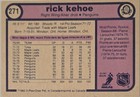 1982-83 O-pee-chee Rick Kehoe Auto Card  271 Pittsburgh Penguins Hockey Signed 