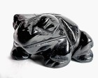 Frog Totem Black Volcanic Obsidian Gemstone Carving Spirit Animal Figurine 7996