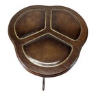 Vintage Clover Top Mahogany Pedestal Occasional Table Leather Wrap Light Weight