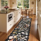 3x12ft Long Hallway Runner Rug  Non Slip Washable Floral Floor Runner Black