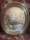 2 Vintage Oval Gold Framed Wall Art Pictures Swans Lake Cottage Core 90   s Decor