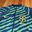 Nike Brazil Cbf Anthem Soccer Training Jacket Green Stripe Zip Slim Fit Small