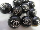 Chanel 10 Dome Buttons   Black   With Rhinestones  Cc Logo 22mm  lot 10