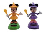 Disney Minnie Mouse Halloween Solar Dancing Bobble Figures Witch Pair Orange