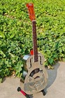 Aiersi O Style Gloss Finish Tree Pattern Vintage Brass Resonator Guitar