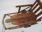 Vtg Paris Speedway  840 Childs Wooden Snow Sled Wheeled Wheel   Handle Armrests