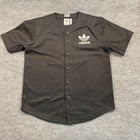 Adidas Trefoil Logo Baseball Jersey Shirt Medium 23x30 Baggy Black Dv1616
