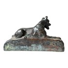Antique Art Deco Bronze Clad Dog Bookends - German Shepherd Style Figural Pair