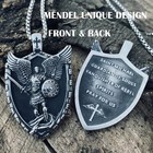 Mendel Mens Christian Shield Cross Archangel Angel Michael Pendant Necklace Men