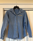 Vtg Late 90s Lufthansa Airline Ladies Denim Button-down Shirt Top Long Sleeve