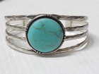 Btfl Stone - Vintage Antique Navajo Indian Sterling Silver Turquoise Bracelet