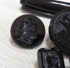 Lot Of 11 Antique Victorian Black Glass Picture Buttons 9 16  To 1 1 4 
