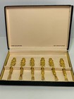 Rare Mcm 24kt Plt Janis Collection Appetizer Picks Owls W  Top Hats -qty 6
