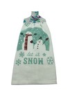 Christmas Hanging Dishtowel  let It Snow  Snowmen In Turquoise On White Towel