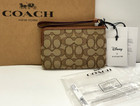 New  Disney X Coach Corner Zip Wristlet In Signature Jacquard W  Mickey Mouse
