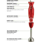 Electric Immersion Hand Blender Stainless Steel Blades 300w Ovente Hs560r  Red