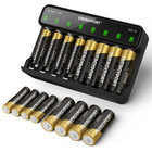 Lot Aa Aaa Rechargeable Batteries 2800mah 1100mah 1 2v Ni-mh   8-slot Charger