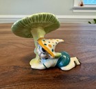 Vtg 1950s Porcelain Pixie Elf Fairy Boy Under Mushroom Figurine Polka Dot Htf