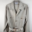 Vintage 60s Hollywood Design Safari Jacket Sz M Khaki W belt Tailored In Japan