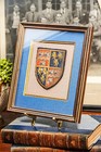 Preppy Antique English School Framed Crest Patch Armorial Coat Of Arms Wall Art