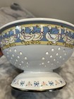 Vintage Enamel Wear W  Brass Handle Country Geese Colander 9   