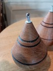 Lot Of 5 Wooden Mexican Trompo Spinning Top Toy Metal Tip With No Strings 