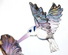 Hummingbird Figurine Sculpture Hand Blown Glass Crystal 24k Gold