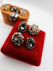 Antique Edwardian Rhinestone    Saphire Crystal Sterling Silver 925 Earring Lot 