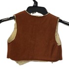 Vintage Sherpa Lined Brown Faux Suede Vest Billy The Kid Snap Western Cowboy 3t