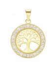 925 Sterling Silver Tree Of Life Necklace Pendant 14k Gold Plated Made In Italy