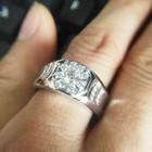 14k White Gold 1 20ct Round Lab-created Diamond Men   s Anniversary Cluster Ring