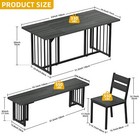 6 Piece Dining Table Set For 6-8 People 63  Kitchen Table W  Benches   4 Chairs