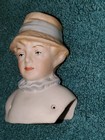 Vintage Antique Parian Bisque Male Bonnet Hat Doll Head Only Unmarked Mk Brouse 