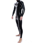 Sports 100  Latex Rubber Pure Sport Black Handsome Overall Tight Catsuit S-xxl
