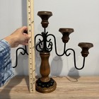 Mcm Vintage 1960   s 5 Candle Candelabra Wooden wrought Iron Beautiful